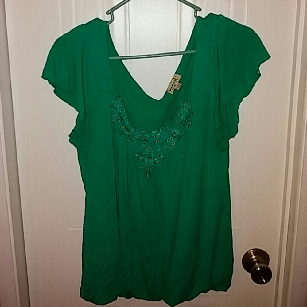 Green V Neck Top